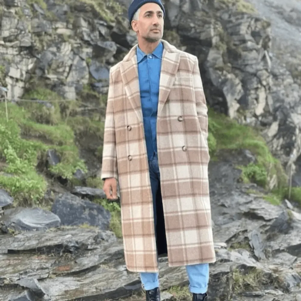 Was Him • Tan Fran Wheat Plaid Ludlow Wool Blend Trench Coat